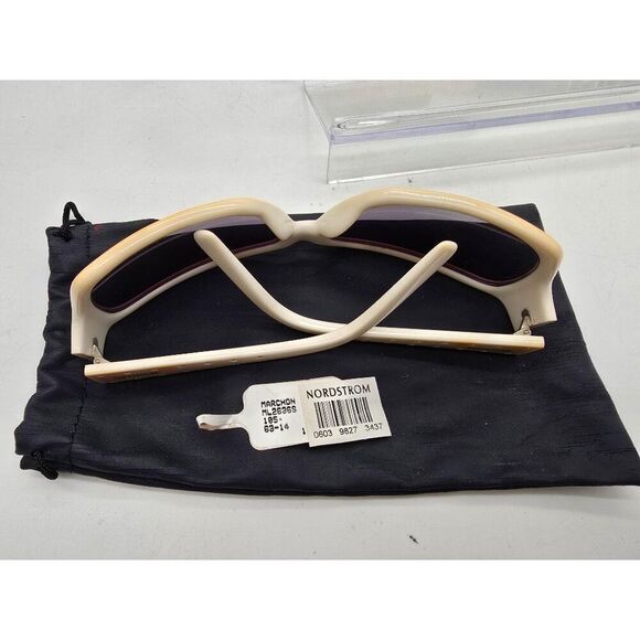 VTG Michael Kors Sunglasses White Beige orange Rhinestone Oversized Frame Case - Picture 3 of 13